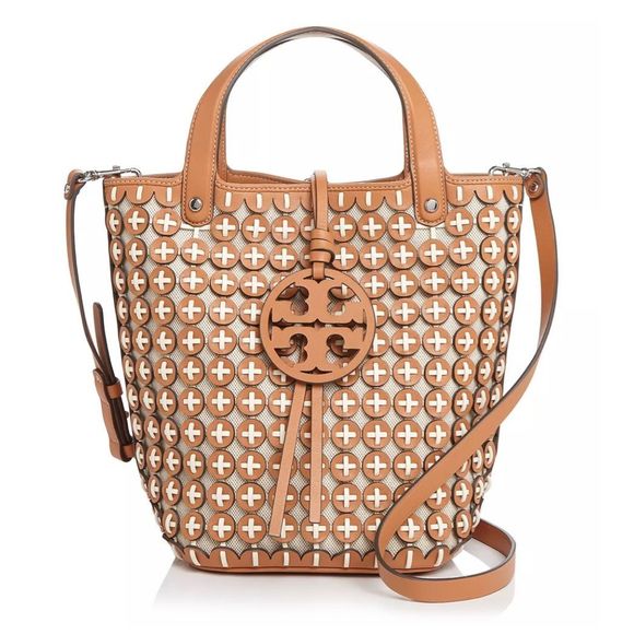 Tory Burch Tan Leather miller Bucket Bag in Natural